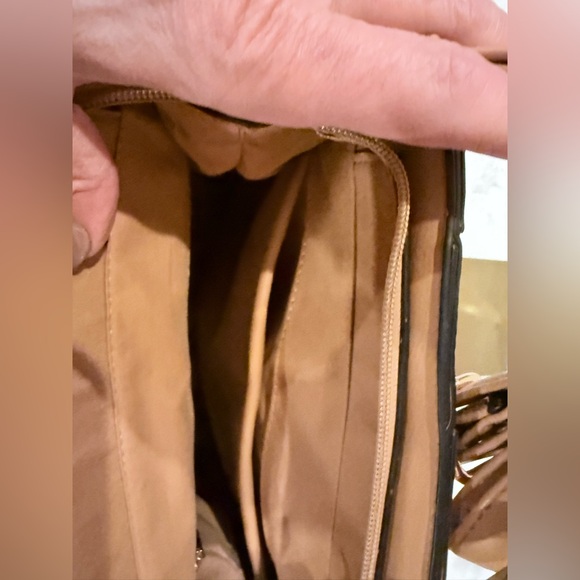 Vegan Leather Tan Woven Tote Bag with Crossbody Strap - Picture 9 of 12